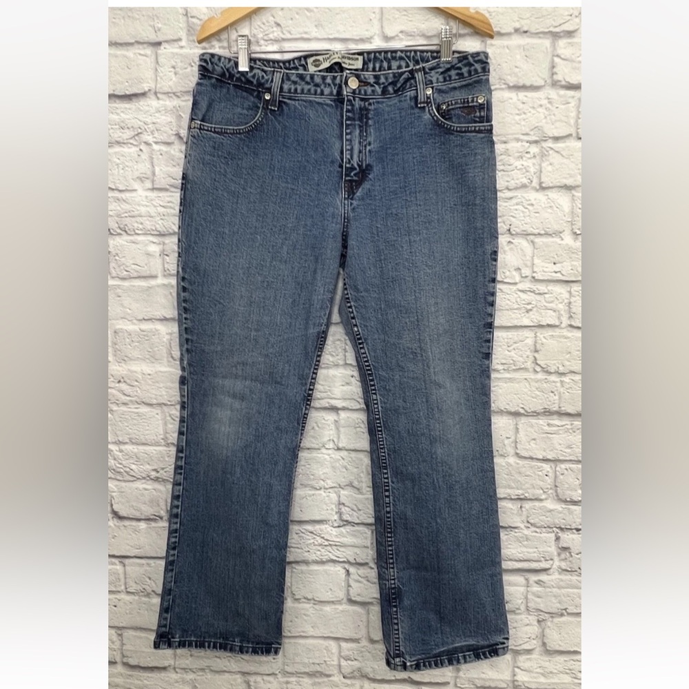 HARLEY DAVIDSON PETITE DARK WASH BOOTCUT JEANS SIZE 16P